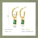 TrustDavis 925 Silver Emerald Zircon Stud Earrings Wedding Party Jewelry
