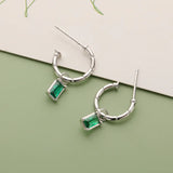 TrustDavis 925 Silver Emerald Zircon Stud Earrings Wedding Party Jewelry