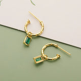 TrustDavis 925 Silver Emerald Zircon Stud Earrings Wedding Party Jewelry