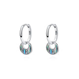 TrustDavis 925 Silver Retro Abalone Shell Turquoise Hoop Earrings