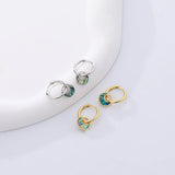 TrustDavis 925 Silver Retro Abalone Shell Turquoise Hoop Earrings