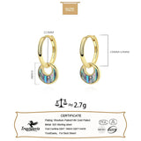 TrustDavis 925 Silver Retro Abalone Shell Turquoise Hoop Earrings