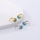 TrustDavis 925 Silver Retro Abalone Shell Turquoise Hoop Earrings
