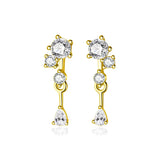 TrustDavis 925 Sterling Silver Water Drop CZ Dangle Earrings