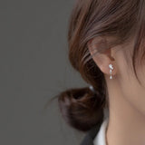 TrustDavis 925 Sterling Silver Water Drop CZ Dangle Earrings