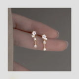 TrustDavis 925 Sterling Silver Water Drop CZ Dangle Earrings