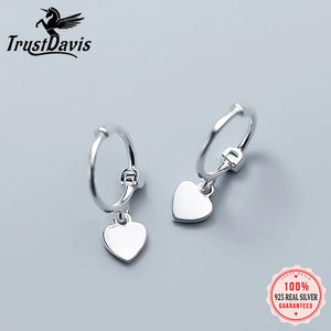 TrustDavis 925 Silver Earrings Heart/Star Love Stud Ear Clip DS904