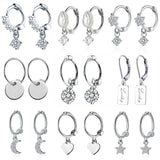 TrustDavis 925 Silver Earrings Heart/Star Love Stud Ear Clip DS904