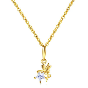 925 Silver Elves Angel Zircon Star Pendant Necklace