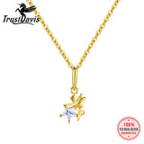 925 Silver Elves Angel Zircon Star Pendant Necklace