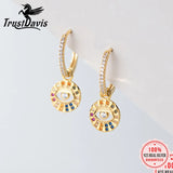 TrustDavis 925 Silver Eye CZ Hoop Earring Wedding Party Fine Jewelry