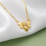 TrustDavis 925 Silver Bees CZ Short Necklace Women Wedding Gift