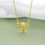 TrustDavis 925 Silver Bees CZ Short Necklace Women Wedding Gift