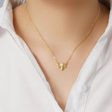 TrustDavis 925 Silver Bees CZ Short Necklace Women Wedding Gift