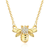 TrustDavis 925 Silver Bees CZ Short Necklace Women Wedding Gift