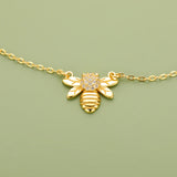 TrustDavis 925 Silver Bees CZ Short Necklace Women Wedding Gift