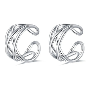 Davis Sterling Silver 3 Layer Cross Clip Earrings for Women