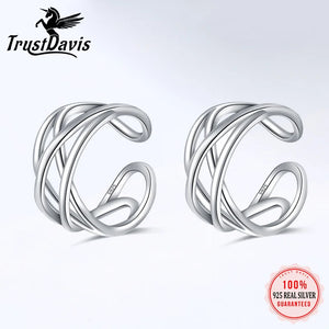 Davis Sterling Silver 3 Layer Cross Clip Earrings for Women