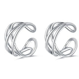 Davis Sterling Silver 3 Layer Cross Clip Earrings for Women