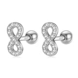 925 Sterling Silver Infinite CZ Screw Stud Earrings For Daughter Girls Gift