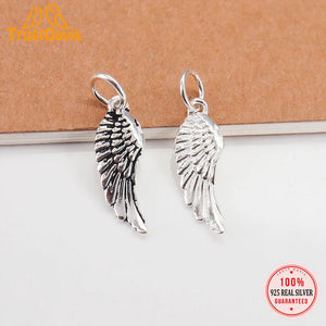 TrustDavis 925 Silver Angel Wings Charm Pendant DIY Jewelry