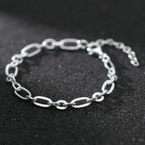 TrustDavis 925 Silver Asymmetric Ellipse Chain Bracelet Wedding S925 Jewelry