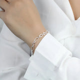 TrustDavis 925 Silver Asymmetric Ellipse Chain Bracelet Wedding S925 Jewelry