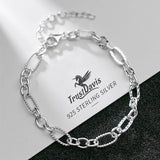 TrustDavis 925 Silver Asymmetric Ellipse Chain Bracelet Wedding S925 Jewelry