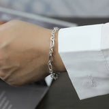 TrustDavis 925 Silver Asymmetric Ellipse Chain Bracelet Wedding S925 Jewelry
