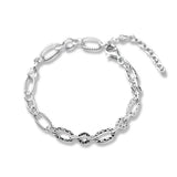 TrustDavis 925 Silver Asymmetric Ellipse Chain Bracelet Wedding S925 Jewelry