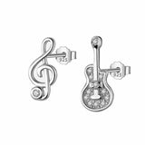 Davis 925 Silver Asymmetric Guitar Notes Stud Earring Wedding Jewelry