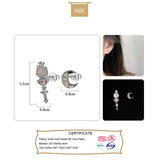 925 Silver Asymmetric Mace Moon Stud Earrings For Women