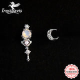 925 Silver Asymmetric Mace Moon Stud Earrings For Women