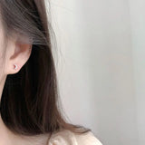 925 Silver Asymmetric Mace Moon Stud Earrings For Women