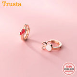 TrustDavis 925 Silver Rabbit Carrots Hoop Earrings DA2155