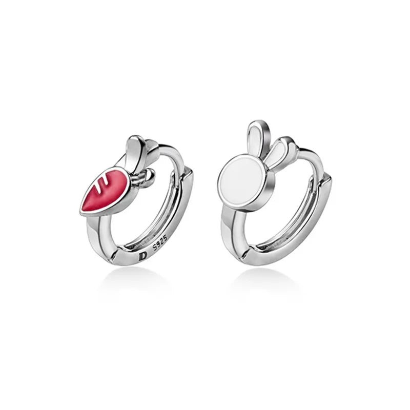 TrustDavis 925 Silver Rabbit Carrots Hoop Earrings DA2155