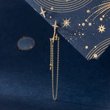 925 Silver Asymmetric Star Tassel Stud Earrings Wedding Jewelry