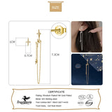 925 Silver Asymmetric Star Tassel Stud Earrings Wedding Jewelry