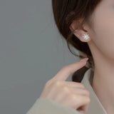 925 Silver Asymmetric Sun Snowflake Stud Earrings For Women Wedding