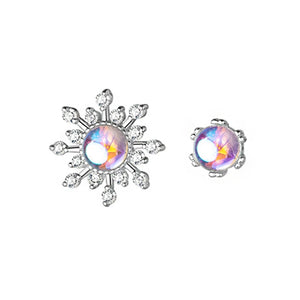 925 Silver Asymmetric Sun Snowflake Stud Earrings For Women Wedding