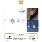 925 Silver Asymmetric Sun Snowflake Stud Earrings For Women Wedding