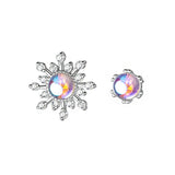 925 Silver Asymmetric Sun Snowflake Stud Earrings For Women Wedding
