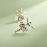 TrustDavis 925 Silver Ballet Dancer CZ Stud Earrings Gift For Women Girls Lady