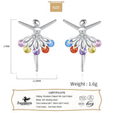 TrustDavis 925 Silver Ballet Dancer CZ Stud Earrings Gift For Women Girls Lady