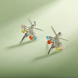TrustDavis 925 Silver Ballet Dancer CZ Stud Earrings Gift For Women Girls Lady