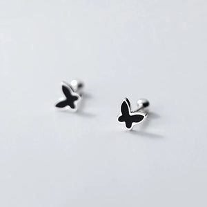 TrustDavis 925 Silver Butterfly Screw Stud Earrings Wedding Jewelry