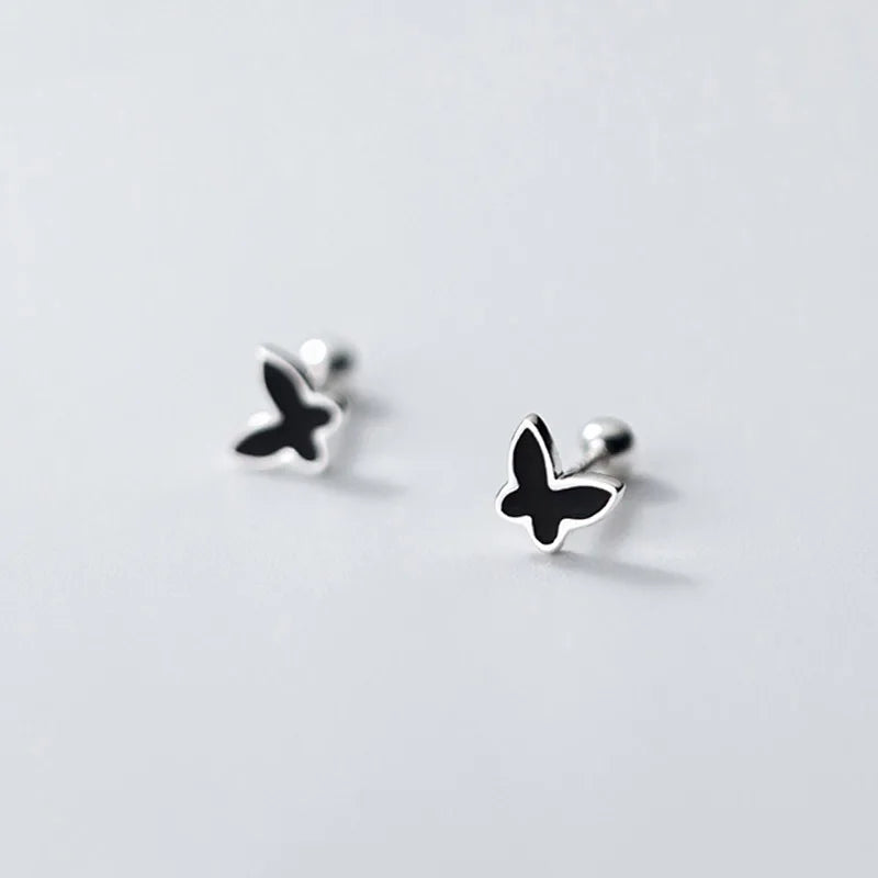 TrustDavis 925 Silver Butterfly Screw Stud Earrings Wedding Jewelry