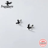 TrustDavis 925 Silver Butterfly Screw Stud Earrings Wedding Jewelry