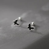 TrustDavis 925 Silver Butterfly Screw Stud Earrings Wedding Jewelry