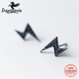 Davis 925 Silver Lightning Stud Earrings for Teen Girls, Daughter's Gift